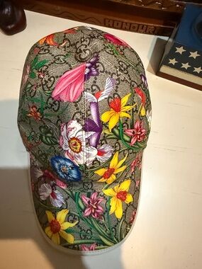 Gucci Floral GG Supreme Baseball Cap in Yellow, Pink, Purple and Green